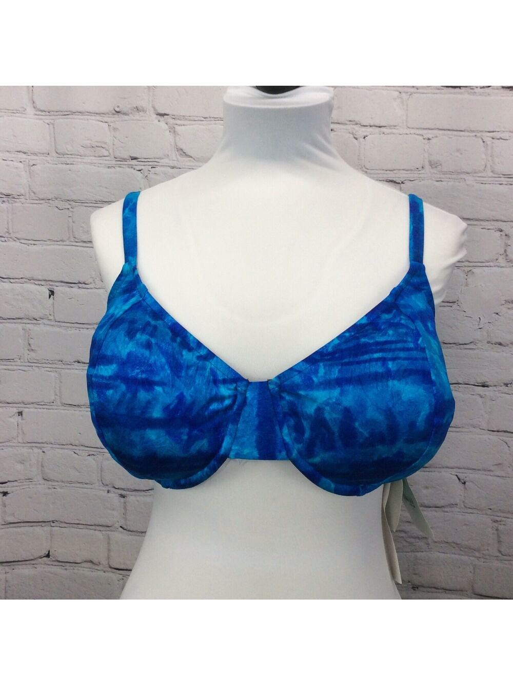 Athena Underwired Bikini Top Women’s Size 14 DD Cup Blue Watercolors